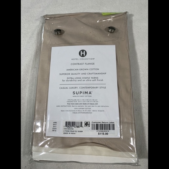 NIB Hotel Collection Contrast Flange (1) European Sham in 2 Tone Pear - Picture 2 of 12